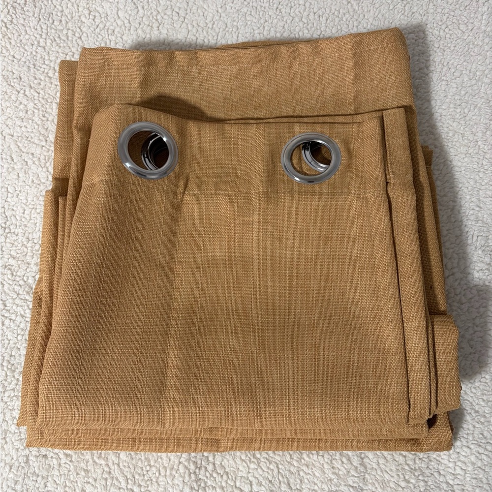 Loewe beige tan grommet-top curtains - Picture 8 of 9